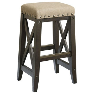 Modus Yosemite Solid Wood Upholstered Bar Stool in Cafe
