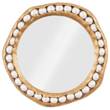 Pearl Mirror, Gold Leaf, Round
