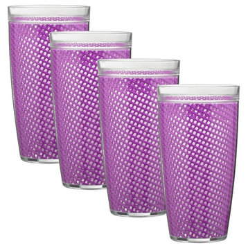 Kraftware Fishnet Double Wall Glasses, Purple, 24 oz, Set of 4