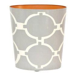 Worlds Away Acadia Hand Painted Oval Wastebasket - Bathroom Accessories