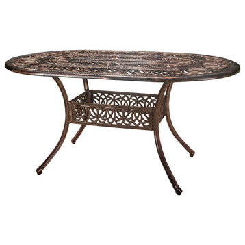 Elegant Outdoor Dining Table, Aluminum Frame With Oval Shaped Top, Copper