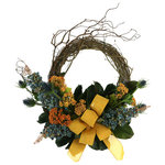 Creative Displays - 32" Fall Wreath with Thistle, Queen Anne's Lace and Berries - Welcome in the festive fall season with this charming 32" Fall Wreath! This handcrafted piece of beauty is crafted with the highest quality and materials, and is designed to last. This wreath features a 24" grapevine wreath base, adorned with bountiful berries and accents of gorgeous thistle and Queen Annie's Lace. The combination of rich colors and textures is perfect for fall! Whether you are preparing for autumn home decor or just looking for a special gift, this wreath will bring warmth and beauty to any setting. Plus, you don't have to worry about the hassle of watering or maintenance - this stunning wreath is made with faux materials. So give some natural charm to your home or office with this 32" Fall Wreath!