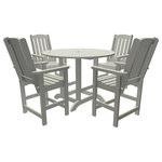 Highwood USA - Lehigh 5-Piece Round Counter-Height Dining Set, Coastal Teak - 100% Made in the USA - backed by US warranty and support