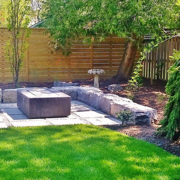 Modern fire pit, multi-level deck, stepping stones - GTA