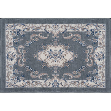 Jolie Traditional Oriental Area Rug, Gray, 2'x3' Scatter Mat