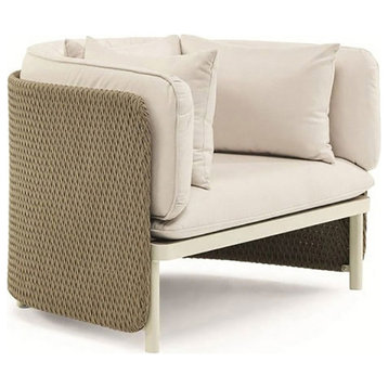 Rattan Outdoor Armchair Patio Accent Chair with Cushion Pillow