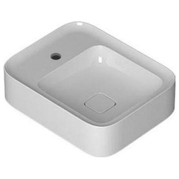 Cameo 50.40 Wall Mount/Vessel Bathroom Sink in Glossy White with 1 Faucet Hole