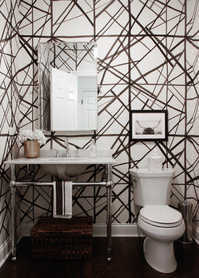 Transitional Powder Room by Park and Oak Design