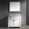 Caroline 36" Single Vanity in White with Marble Top and Square Sink and Mirror