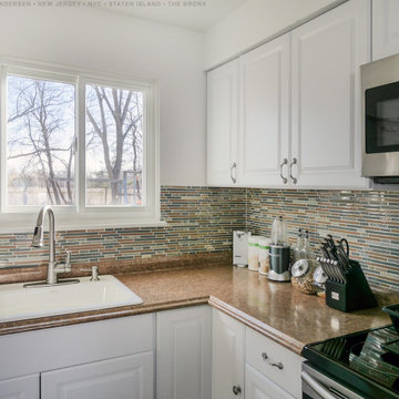 New White Sliding Window in Modern Kitchen - Renewal by Andersen NJ / NYC