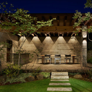 名古屋のアジアンスタイルのおしゃれなテラス・中庭 (アウトドアキッチン、コンクリート敷き	、張り出し屋根) の写真