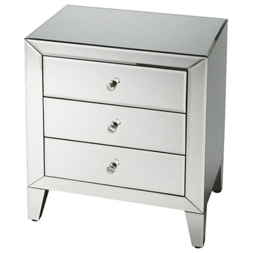24" Clear Glass Three Drawer Chest