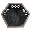Hex Shaped Steel Fire Pit, Distressed Bronze, 24"