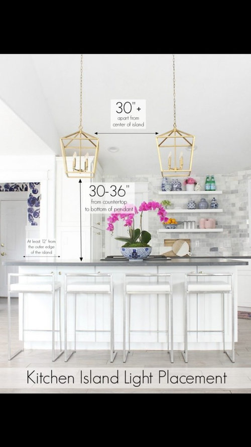 Pendant Light Placement Over Peninsula, How High Should Pendant Lights Be Above Kitchen Island