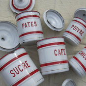 Enamel Canisters From St. Servais, 1940 by My Nifty Brocante, Set of 5