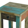 Tracey Boho Handmade Distressed Mango Wood Large Side Table, Multicolored