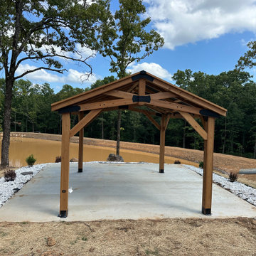 Cedar Pavilion Kit Assembly by the Pond – Little Rock, AR