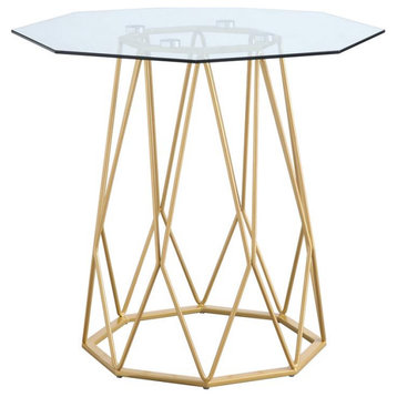 Furniture of America Growder Contemporary Glass Top End Table in Gold