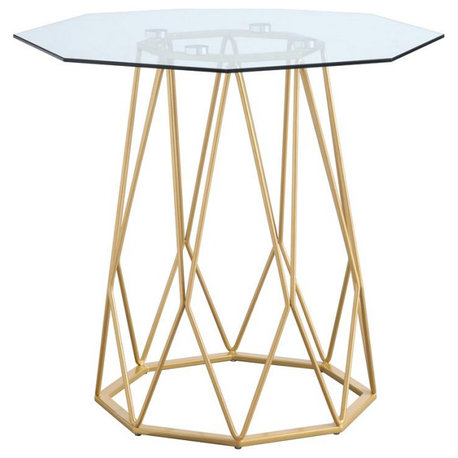 Furniture of America Growder Contemporary Glass Top End Table in Gold