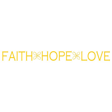 Decal Vinyl Wall Sticker Faith Hope Love Quote, Yellow