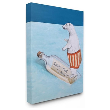 Save The Planet Polar Bear, Canvas, 24"x30"