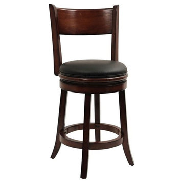 Bowery Hill 25.5" Wood & Faux Leather Swivel Counter Stool in Chestnut