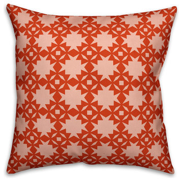 Folk Southwestern Pattern, Red Outdoor Throw Pillow, 16"x16"