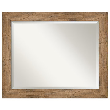 Owl Brown Beveled Wood Bathroom Wall Mirror - 33.5 x 27.5 in.