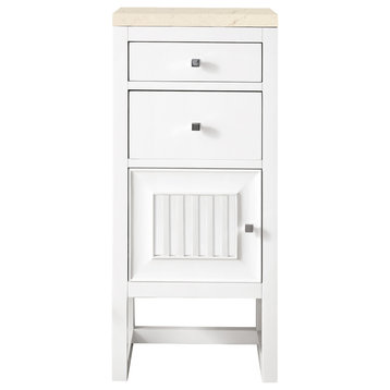 Athens 15" Cabinet w/ Drawers & Door Glossy White w/ 3 CM Eternal Marfil Top