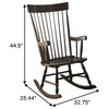 Benzara BM185747 Traditional Style Wood Rocking Chair with Contoured Seat, Black