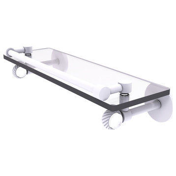 Clearview 16" Gallery Rail Glass Shelf with Twisted Accents, Matte White