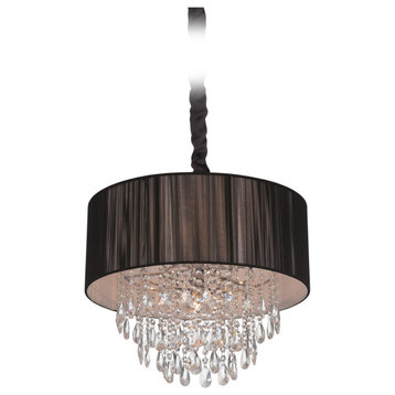Vineland Ave. Collection Black Lined Silk String Shade And Crystal Hanging Fixtu