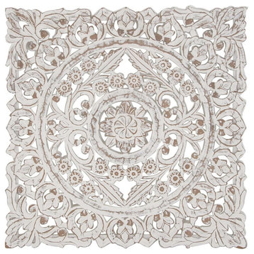 Traditional White Wooden Wall Decor 86487