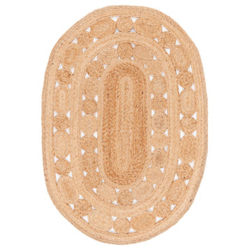 Safavieh Vintage Leather Collection NFB265A Rug, Natural, 4' X 6' Oval