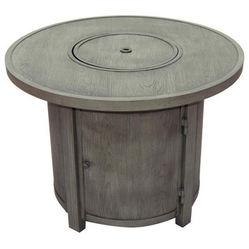 Alfresco Home Spirit 36" Round Aluminum Gas Fire Pit Chat Table in Gray Timber