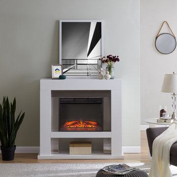 Eloise Stainless Steel Base Electric Fireplace