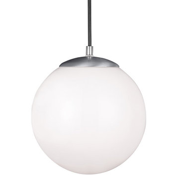 Hanging Globe 1-Light Pendant, 10.75", Satin Aluminum, 150 Watt