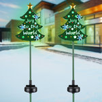 Yescom - Solar Christmas Tree Stake Lights Solar Pathway Light for Garden Yard Lawn 2Pcs - Features:
