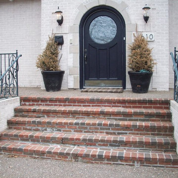 Clayton, Missouri Exposed Aggregate Porch and brick stairs