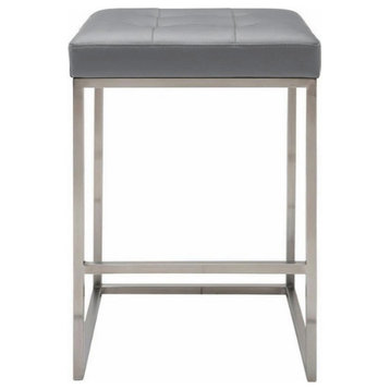 Chi Counter Stool In Brushed Stainless Steel, Gray