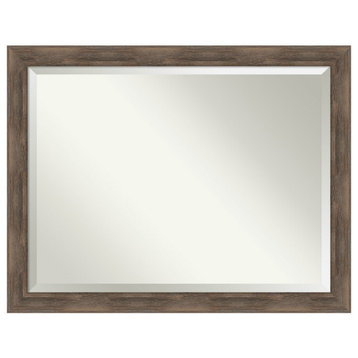 Hardwood Mocha Beveled Wood Wall Mirror 44.75 x 34.75 in.