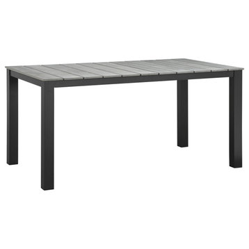 Maine 63" Outdoor Aluminum Dining Table, Brown Gray