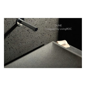 DUNE 23"x16" GRAY GRANITE BATHROOM VESSEL SINK