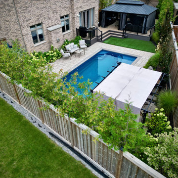 Aurora Fiberglass Pool Custom Composite Deck and Landscaping