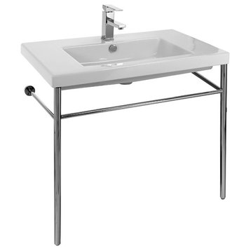 Nameeks CAN02011-CON-One Hole Tecla 31-1/2" Ceramic Bathroom Sink - White