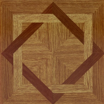 Tivoli Wood Diamond 12"x12" Self Adhesive Vinyl Floor Tile, 45 Tiles/45 sq. ft.