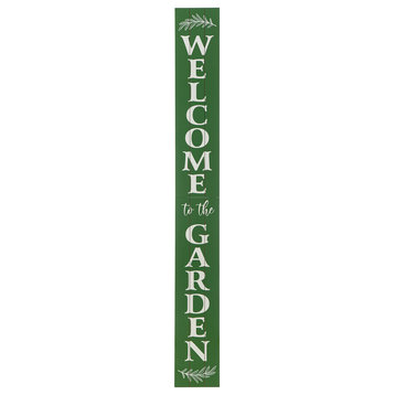 60"H Oversized Wooden Green "Welcome to the Garden" Porch Sign