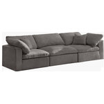 Meridian Furniture - Cozy Velvet Upholstered Comfort 3-Piece Modular Sofa, Gray - Bring home this Cozy sofa for a fresh new look. Embrace casual elegance with this Cozy velvet cloud-like comfort modular fiber-filled seating option. Handsome from all angles, this piece features soft Gray velvet upholstery to make it an easy fit in any room. This modular piece can be combined with other items in the Cozy collection to create a seating group of your dreams. The cushions on this piece are exceptionally comfortableand filled with fiber for luxury that you deserve as you rest and relax.