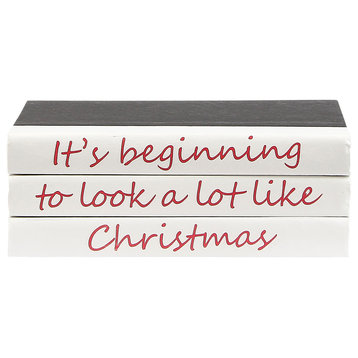3 Piece It's Beginning to Look A Lot Like Christmas quote decorative book set