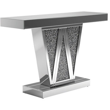 Coaster Contemporary Wood Rectangular Console Table in Silver